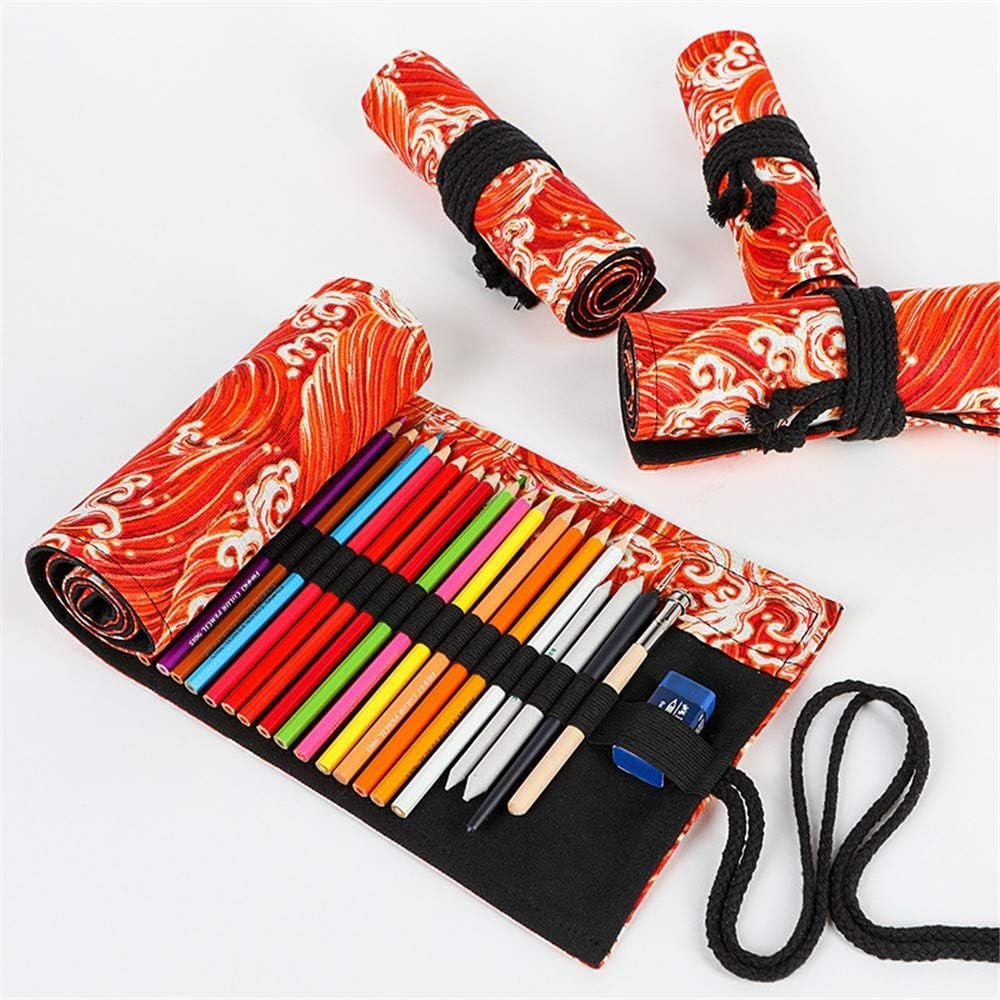 48-Slot Colored Pencil Roll Holder – Portable Canvas Organizer for Artists