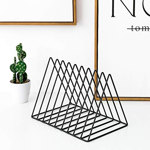 9 Slot Black Magazine Holder Triangle Desktop File Sorter Bookshelf Decor