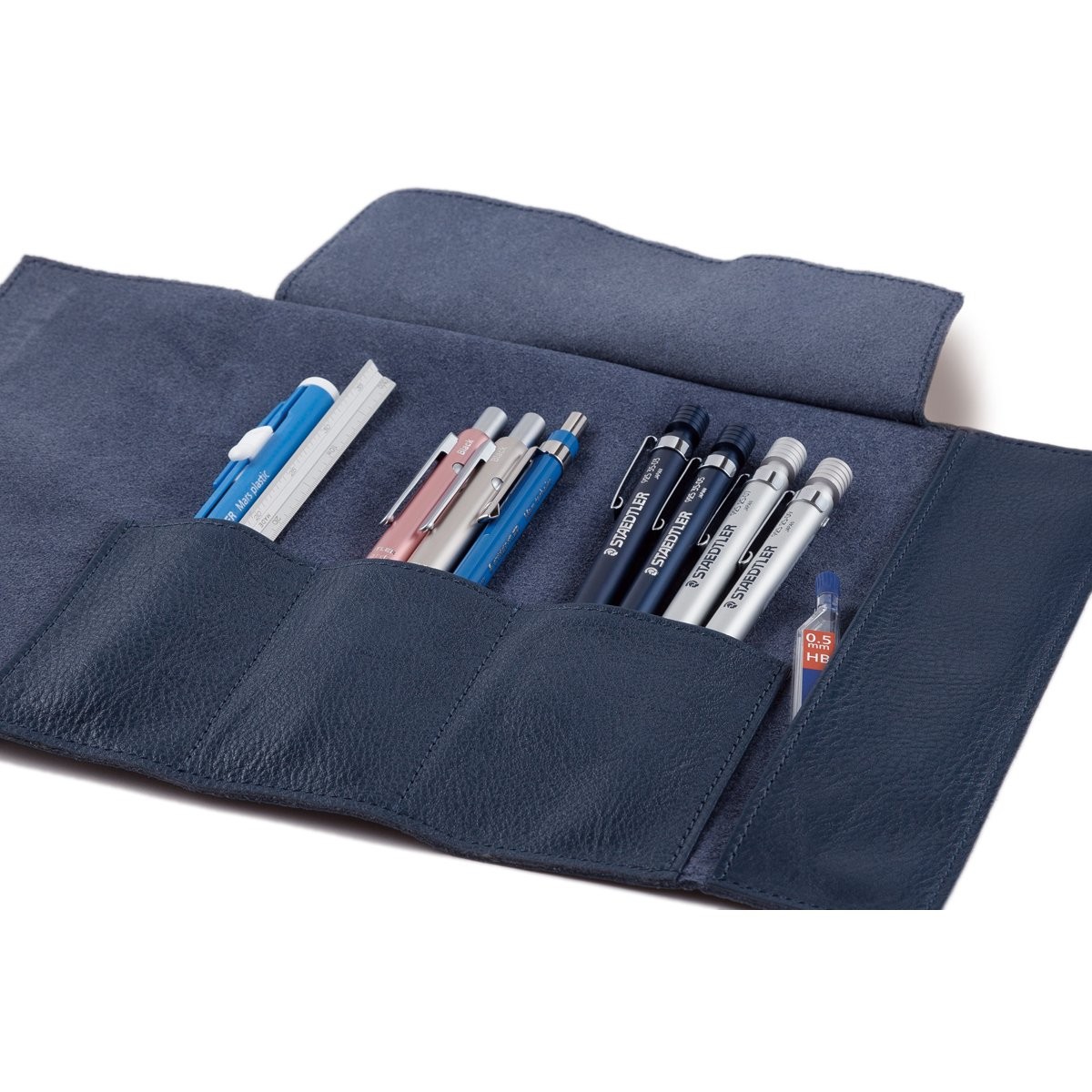Pencil Case Leather Pencil Case Navy 900LC-NA