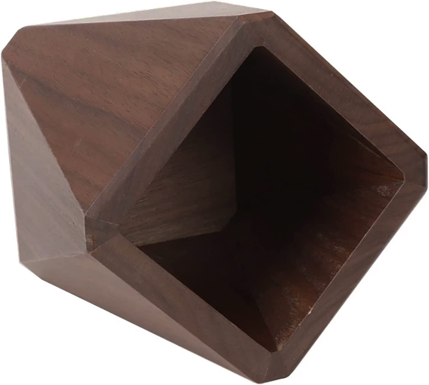 Black Walnut Wooden Pencil Box Desk Organizer Pen Holder Prismatic Shape