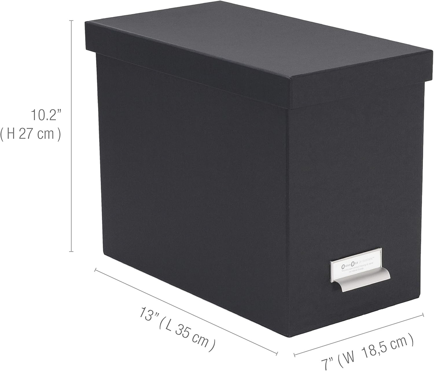 Bigso John Fiberboard Label Frame Desktop File Storage Box – Dark Grey