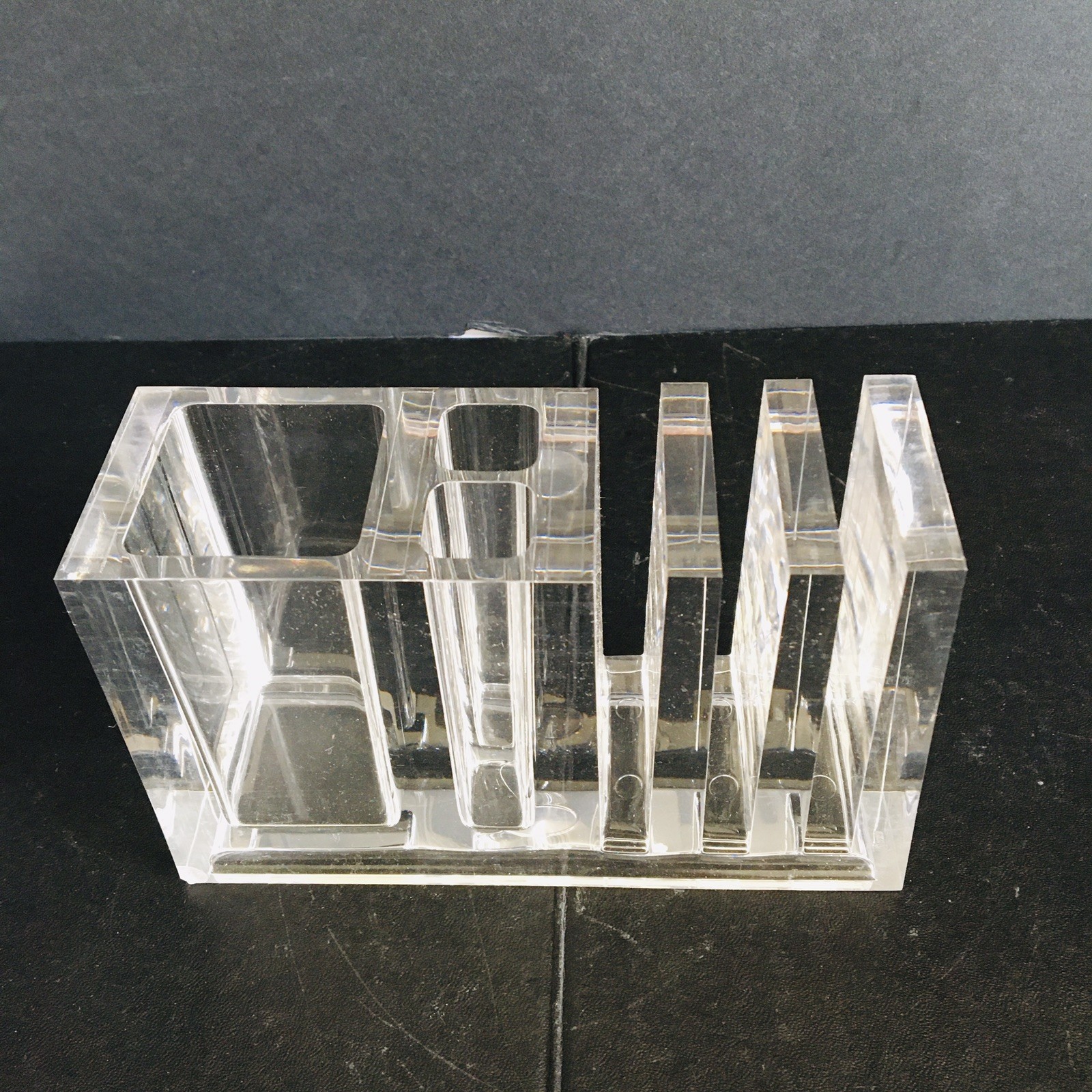 Clear Acrylic Desk Organizer NIB 5-3/4″ X 2″ X 3-1/2″