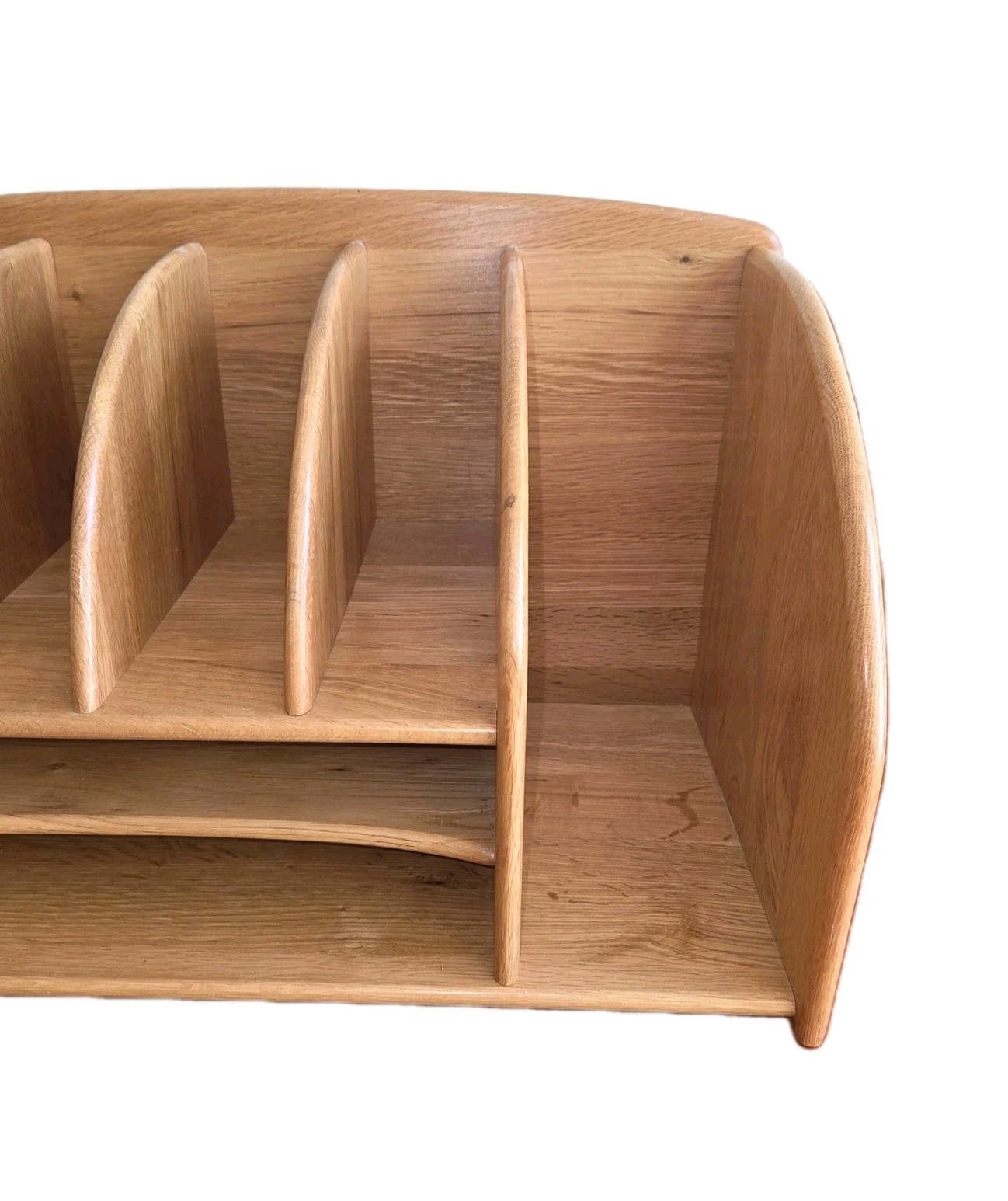 Wood Wooden Desk Top Organizer Julie Pomerantz Books Paper Files Bills Notebooks