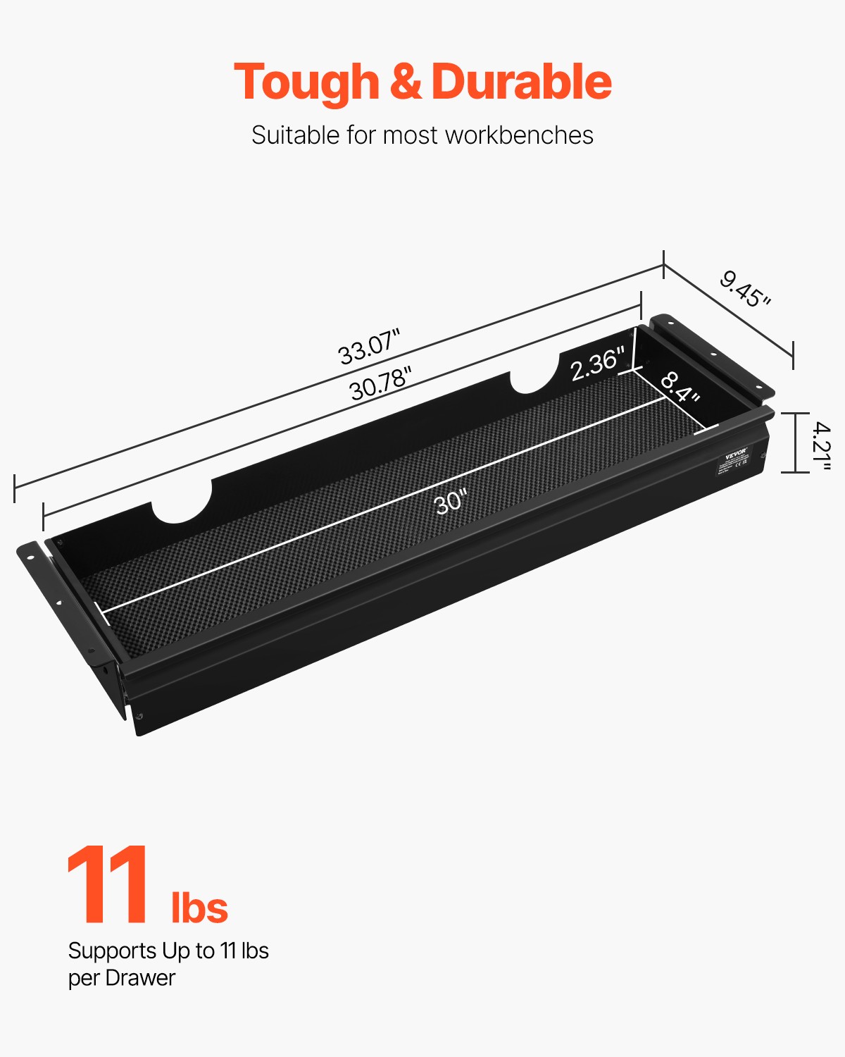 VEVOR 33 in Under Desk Drawer Organizer Slide-out Drawer Space Saver for Office