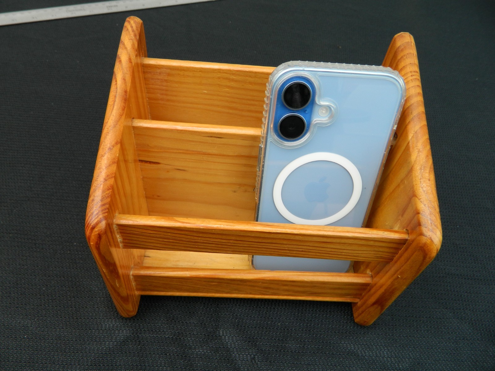 Vintage Wooden Desk Organizer Mail Sorter Letter/Device Holder oak wood Finish