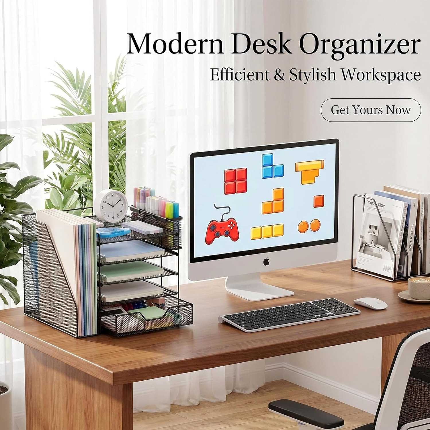 Desk Organizers and Accessories, 5-Tier Paper Letter Tray Organizer with File Ho