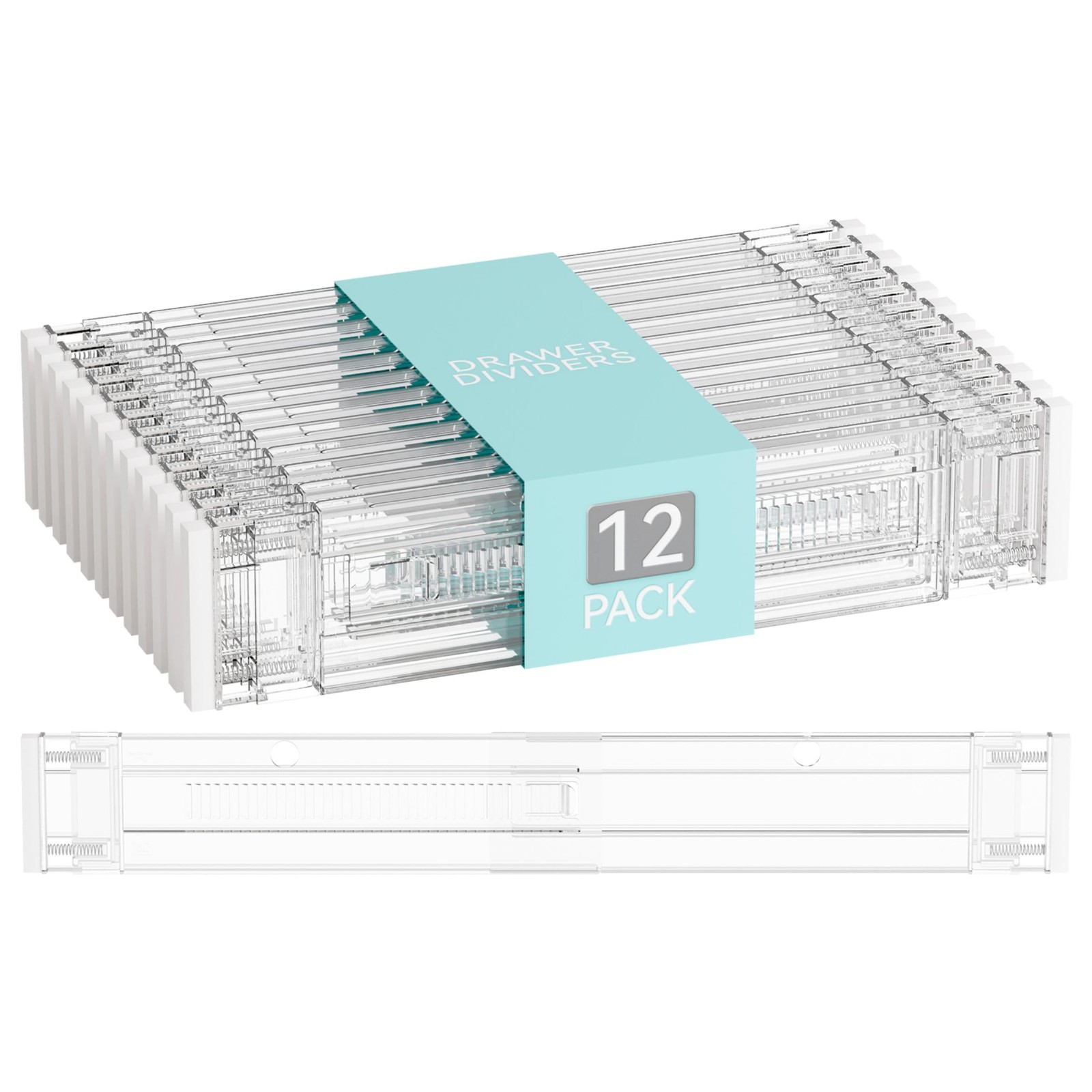 Yieach 12Pack 3.2 Inch Shallow Acrylic Drawer Dividers For Clothes -Expandable