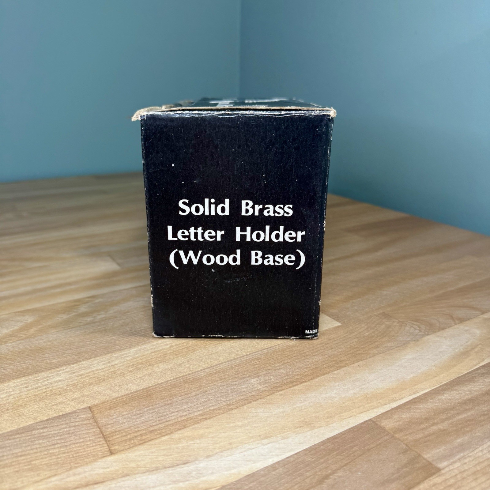 NEW 80s Retro Brass Wood Desk File Letter Holder Stand Office DO IT NOW w/ Box
