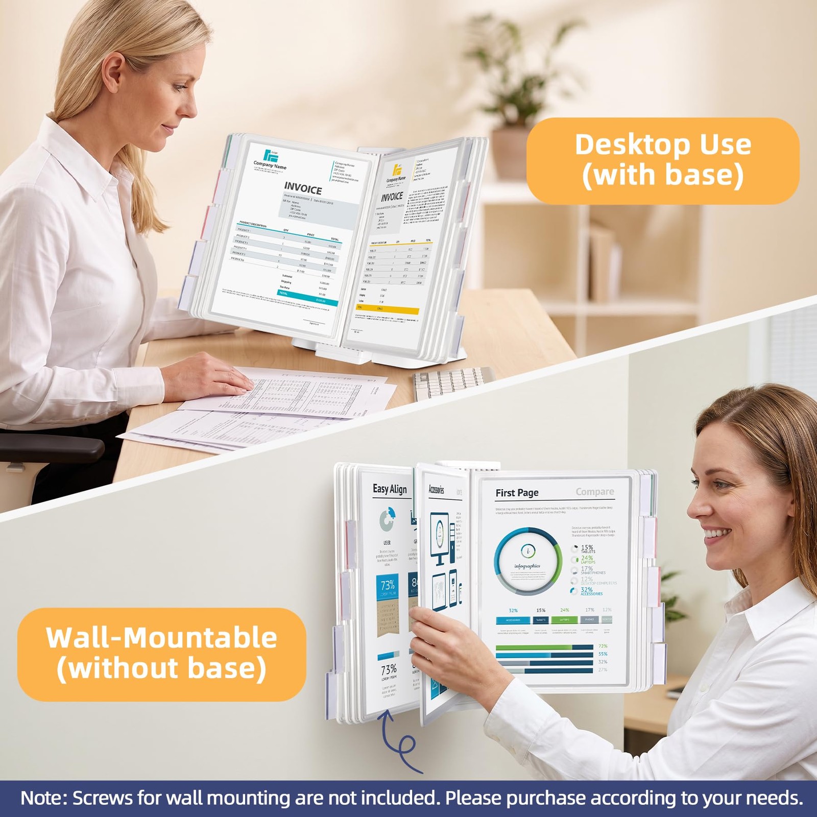 OrgEase 10-Pocket Expandable Desktop Reference Organizer, White