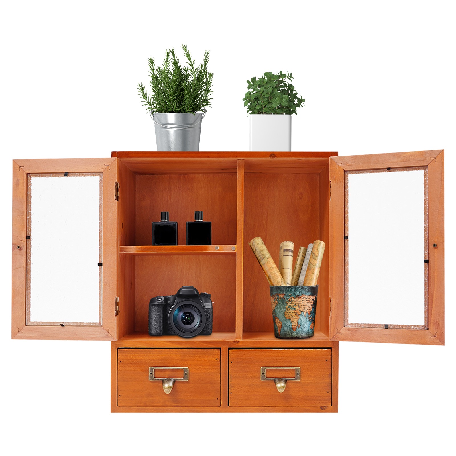 Vintage Tabletop Organizer, Wooden Storage Drawer Box, Storage Cabinet for Desk
