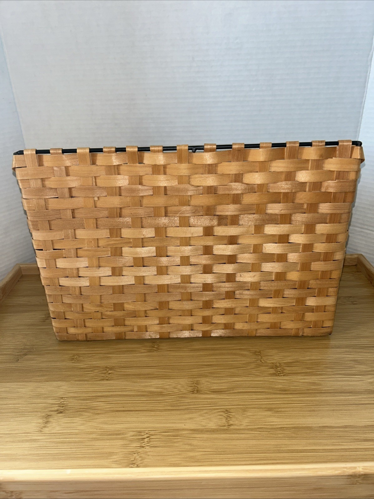 Woven Wicker Rattan Metal Desk Tray Office Organizer File Drawers Boho New