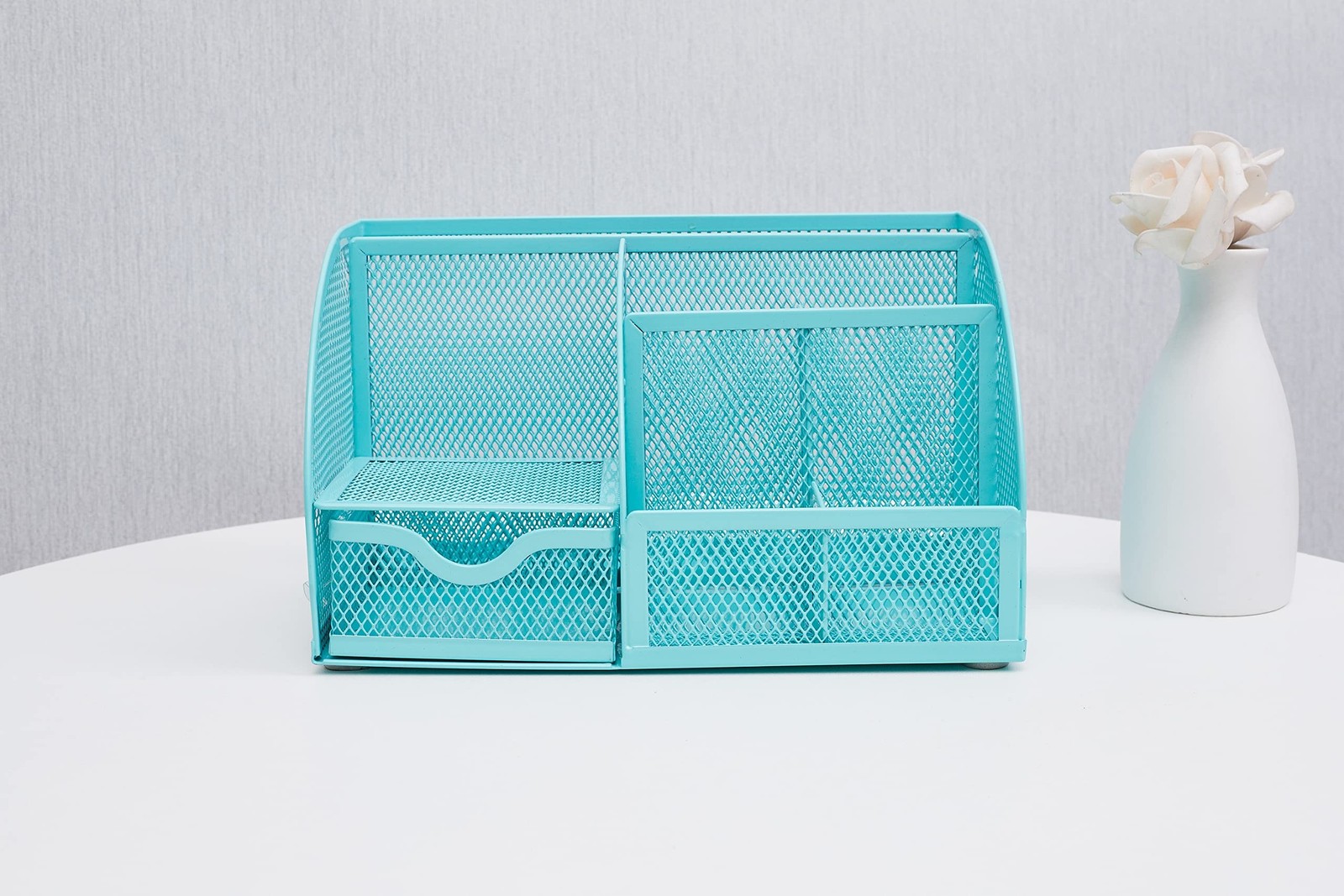Annova Mesh Desk Organizer Office with 7 Compartments + Drawer/Desk Tidy Cand…