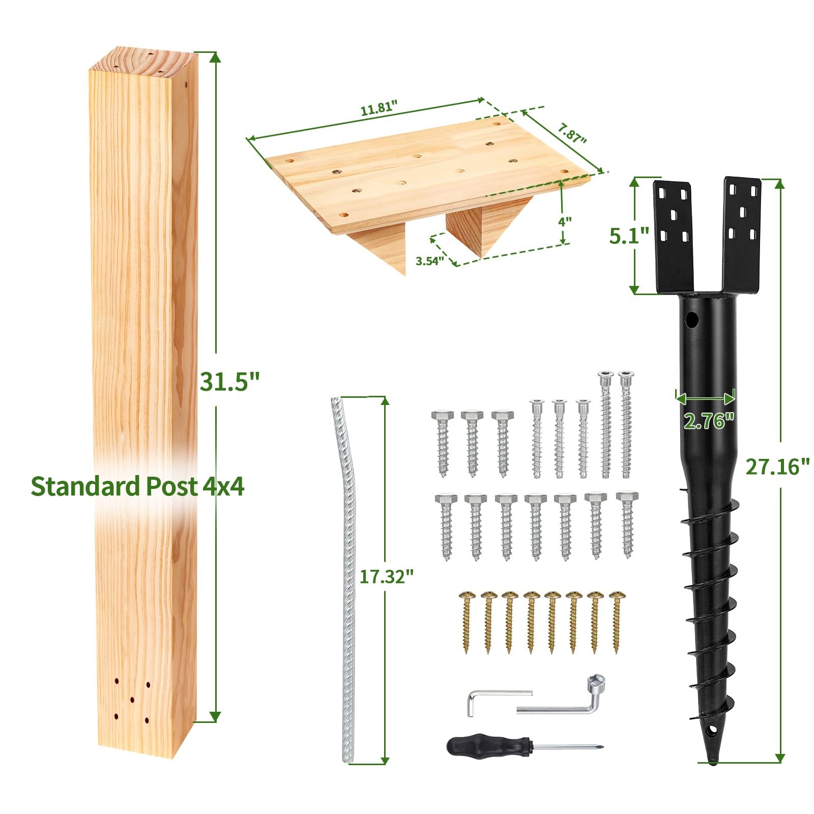 Little Library Mount Kit – Waterproof 4x4x31.5″ Wood Post, Post Bracket, No-D…