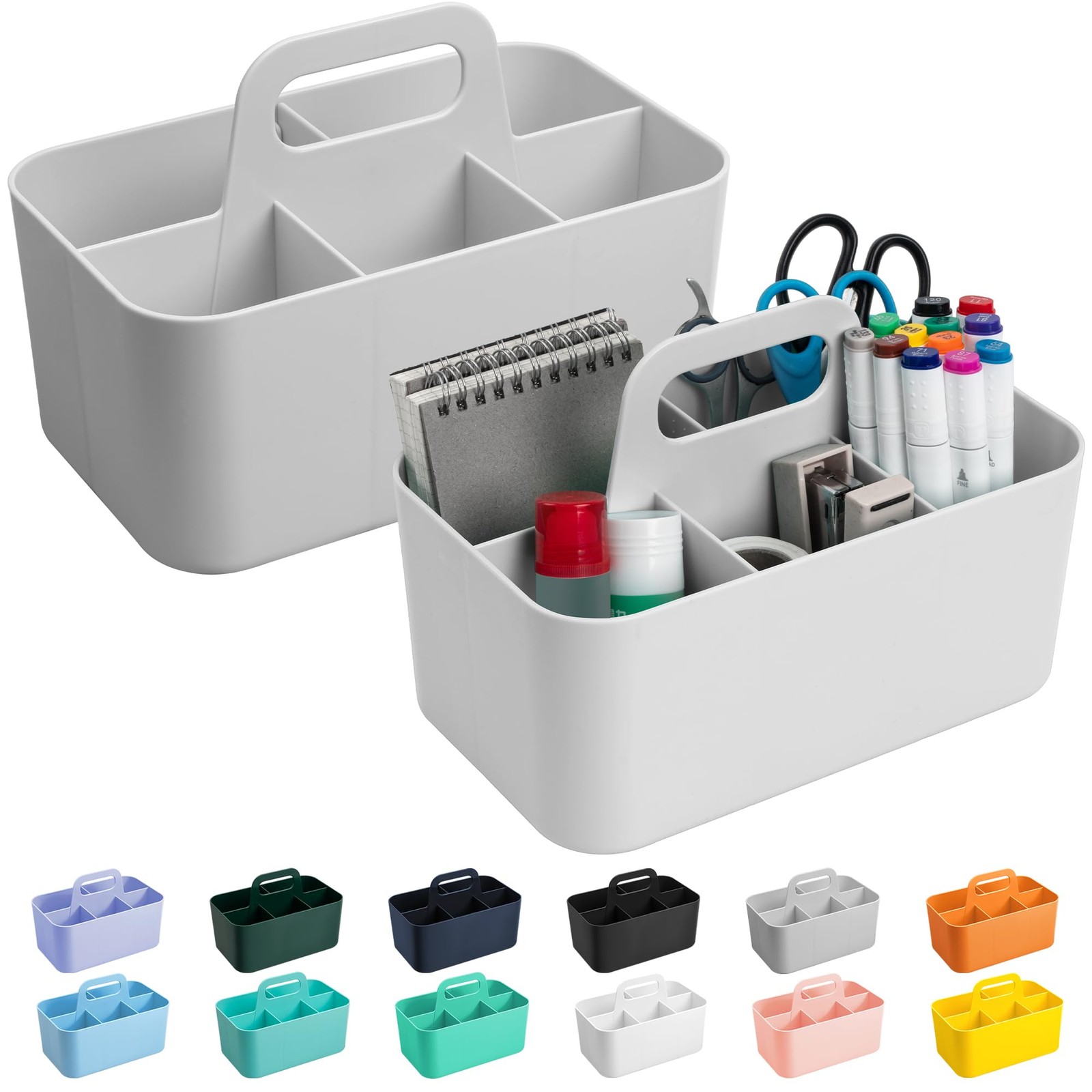 2 Pack Caddy Organizer With Handle Portable Plastic Caddy Storage Organizer For