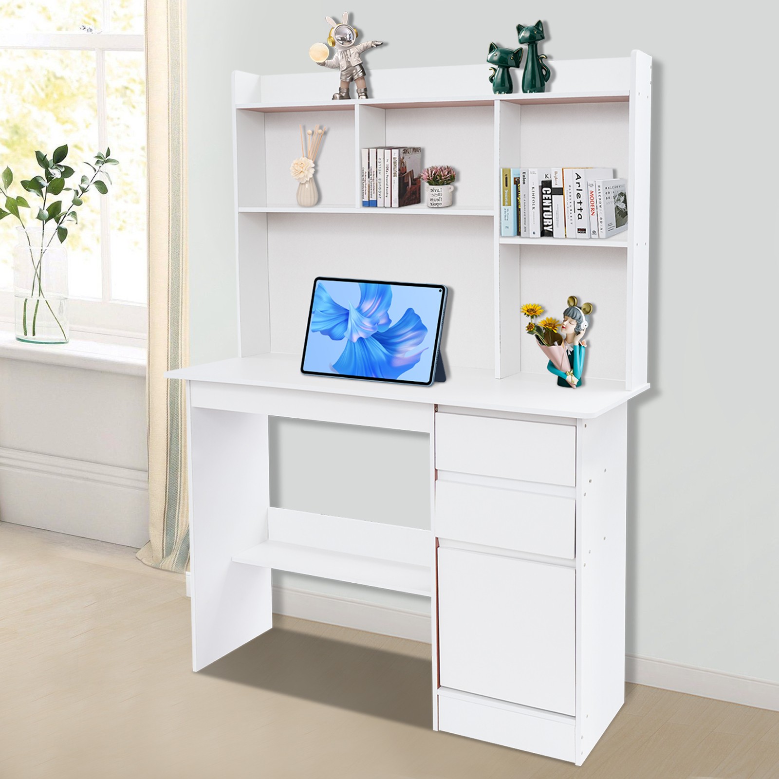 Home Office Desk, Modern Computer Desk, Rectangular Wood Office Desk