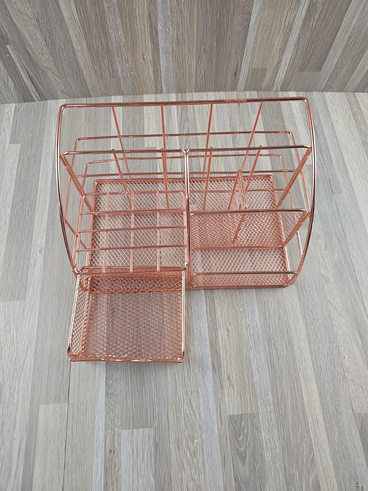 Rose Gold Metal Desk Organizer