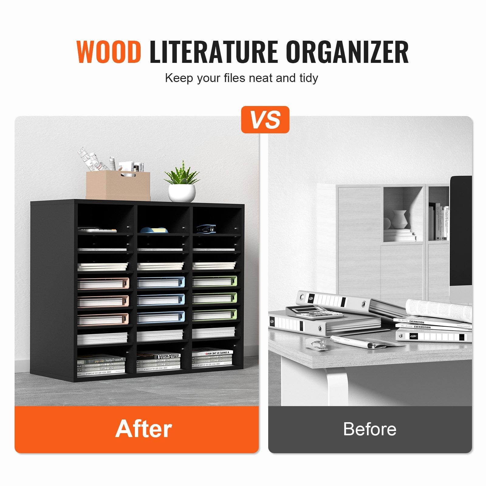 EPA-Certified Wood Organizer: 24 Slots, 8×3 Layout, for Office Classroom Home