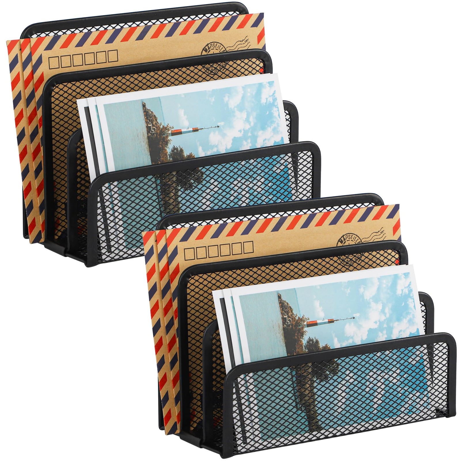 EASEPRES Desk Mail Organizer, Office Small Desktop Metal Mesh Envelope Letter…