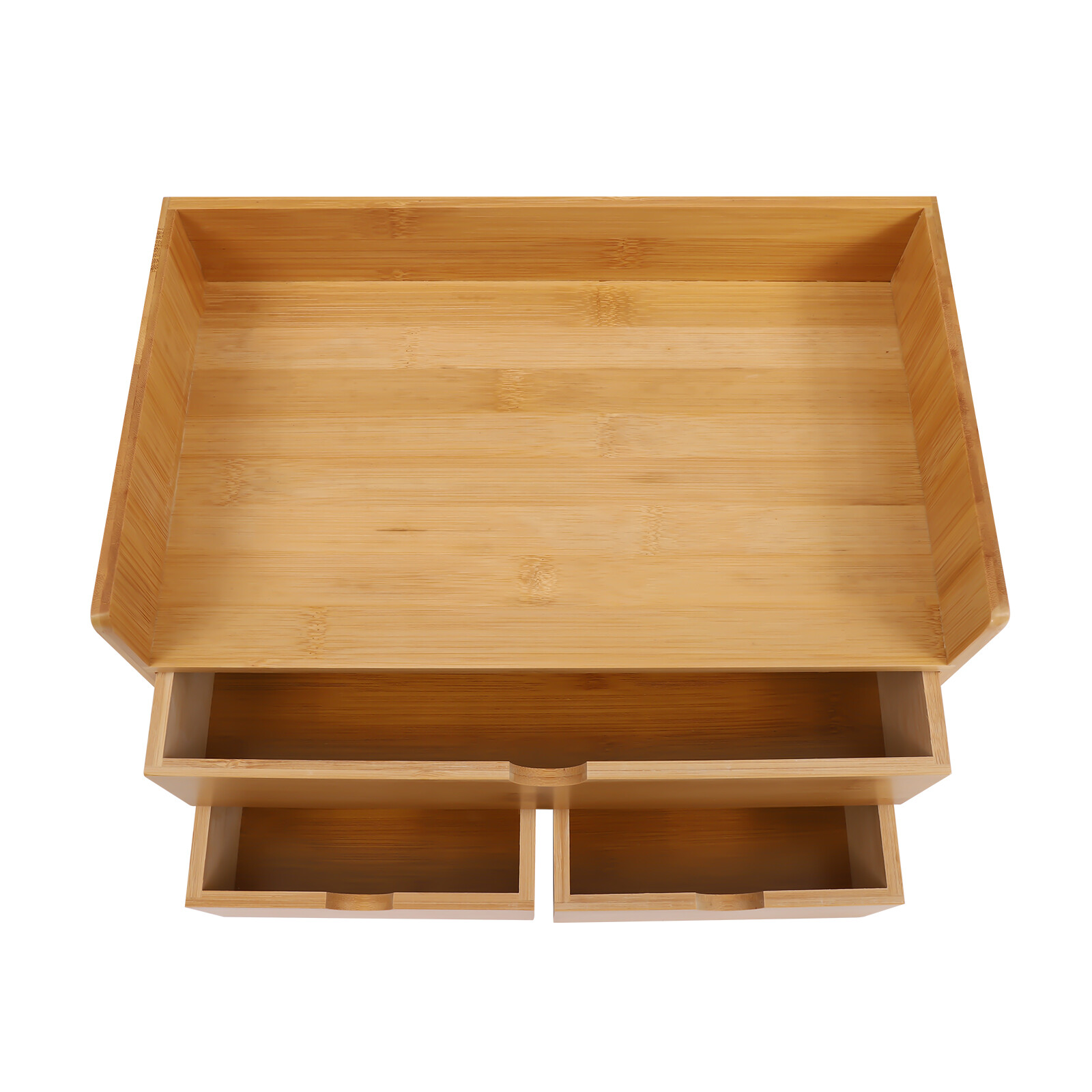 Bamboo Desk Organizer Drawer Tabletop Storage Organization Box Home Office