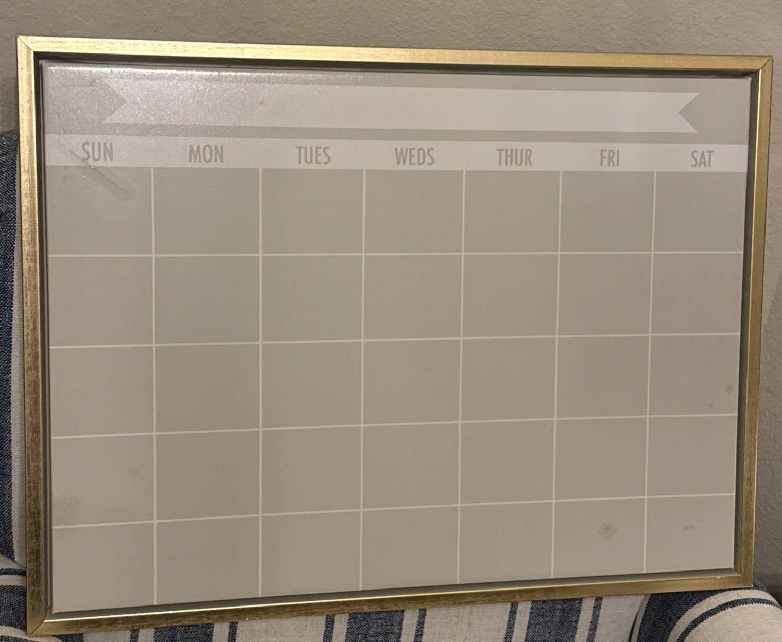 Gold Framed Monthly Dry-Erase Calendar – Home Office Organizer 24”x18”
