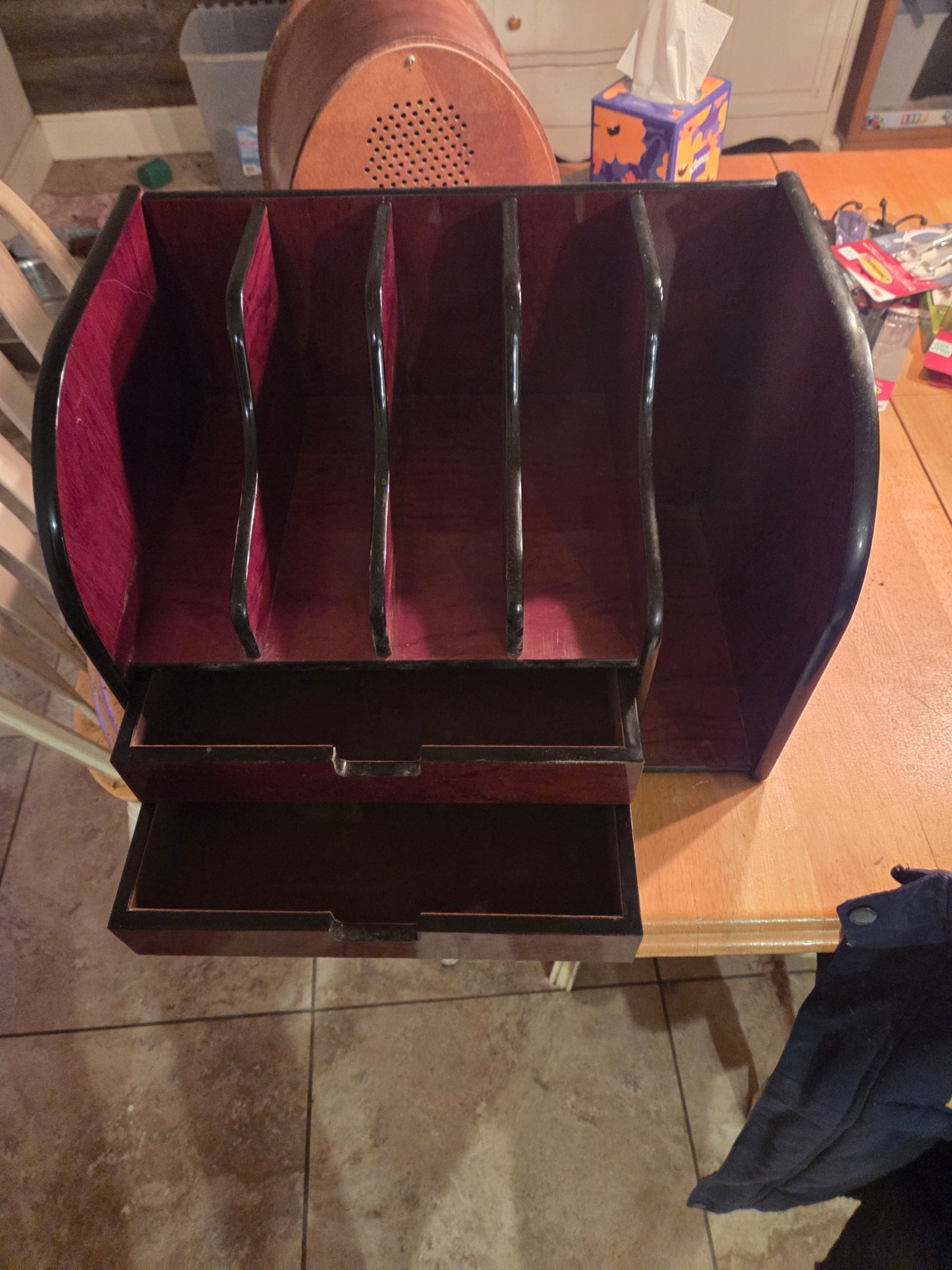 Vintage Wooden Desk Organizer With Drawers