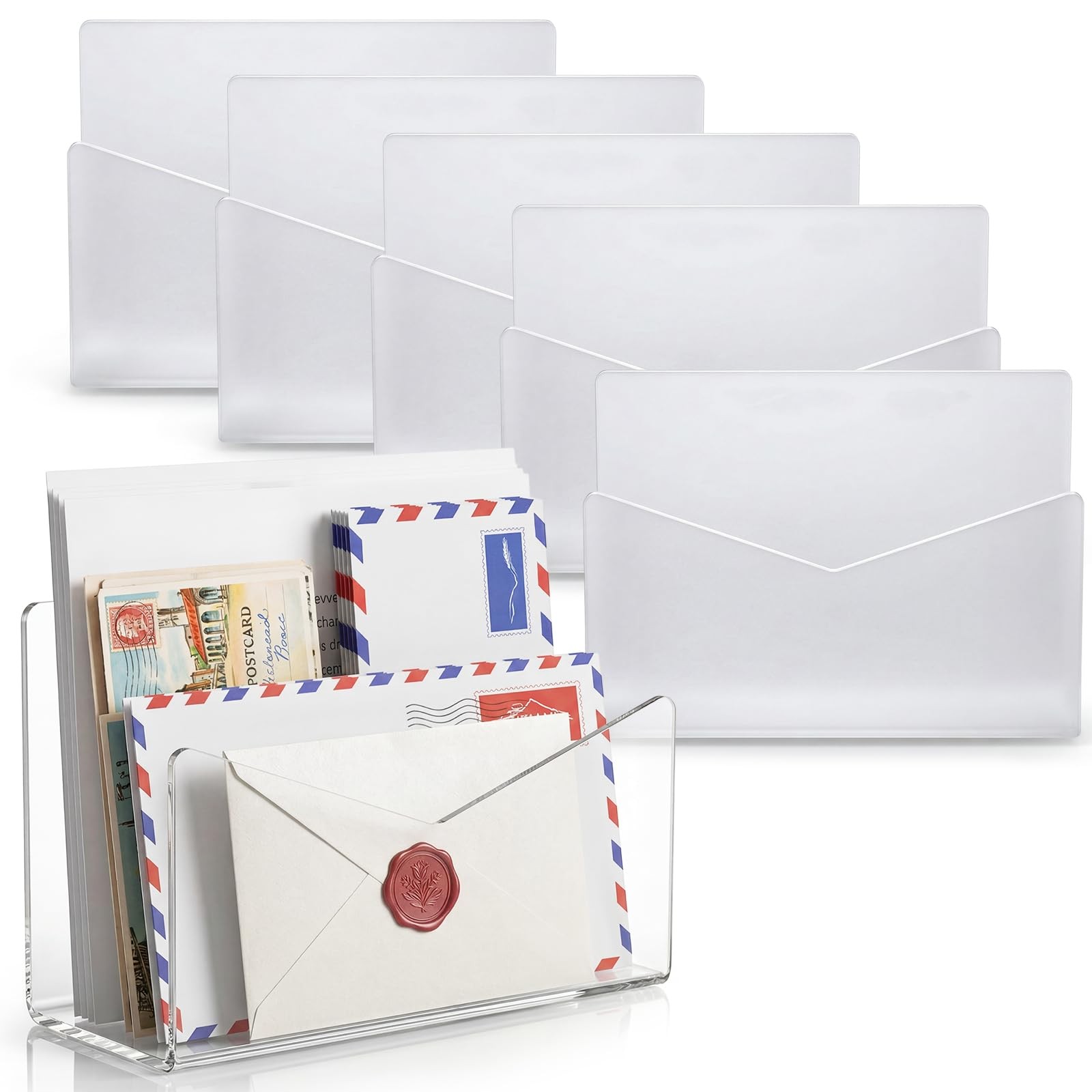 6 Pcs Acrylic Mail Letter Organizer Countertop 6 x 2.5 x 4 Inches Clear Mail …