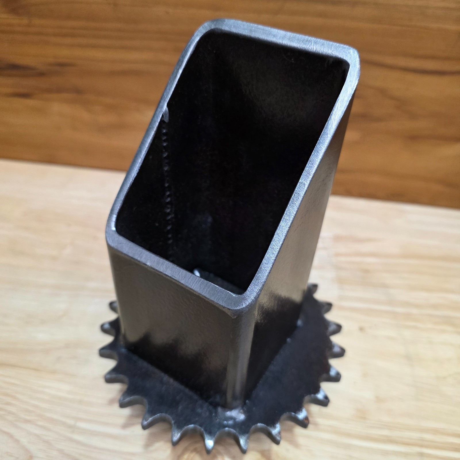Industrial Steel Desk Organizer | Welded Reclaimed Gear Pen Holder