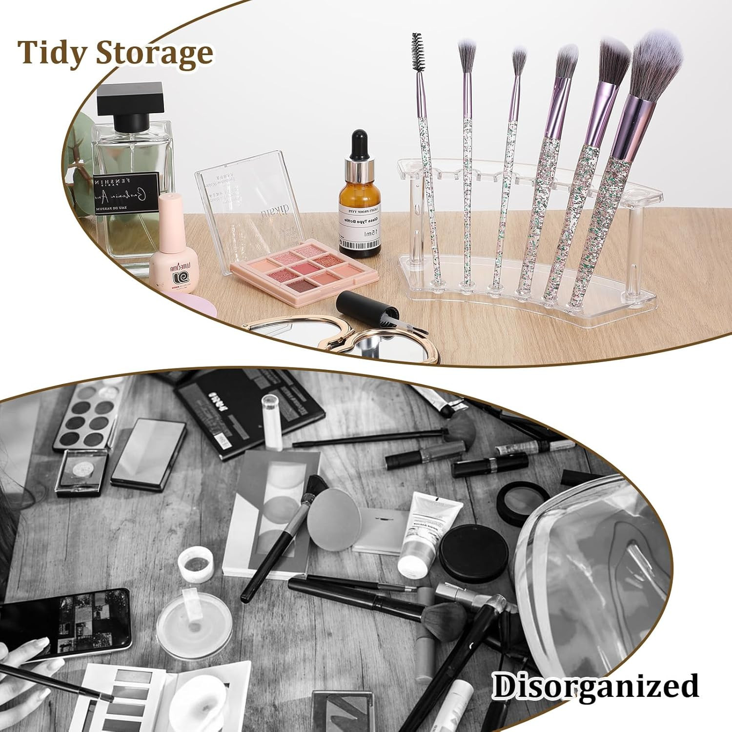 2Pcs Pen Holder Stand for Desk, Clear Pen Display Stand Pen Holder with 6 Slots,