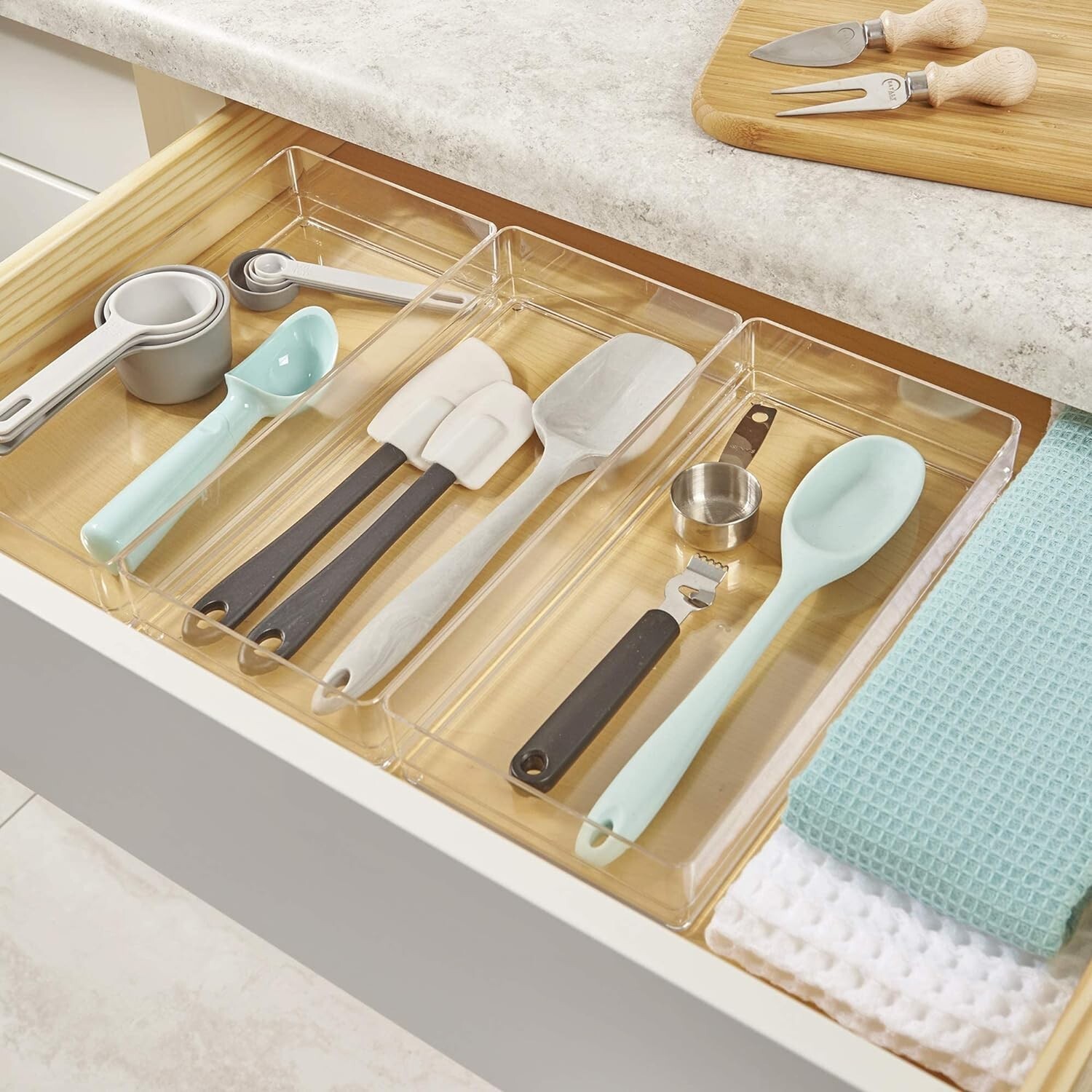 STORi SimpleSort 3-Piece Stackable Clear Drawer Organizer Set | 12″ x 6″ x 2″ Re