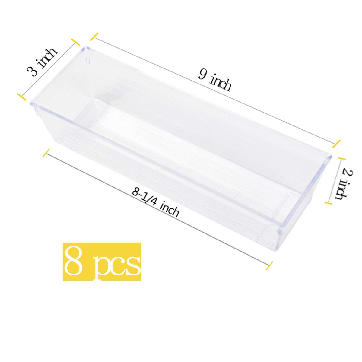 Backerysupply Clear Plastic Drawer Organizer Tray 9 in x 3 x 2 in,
