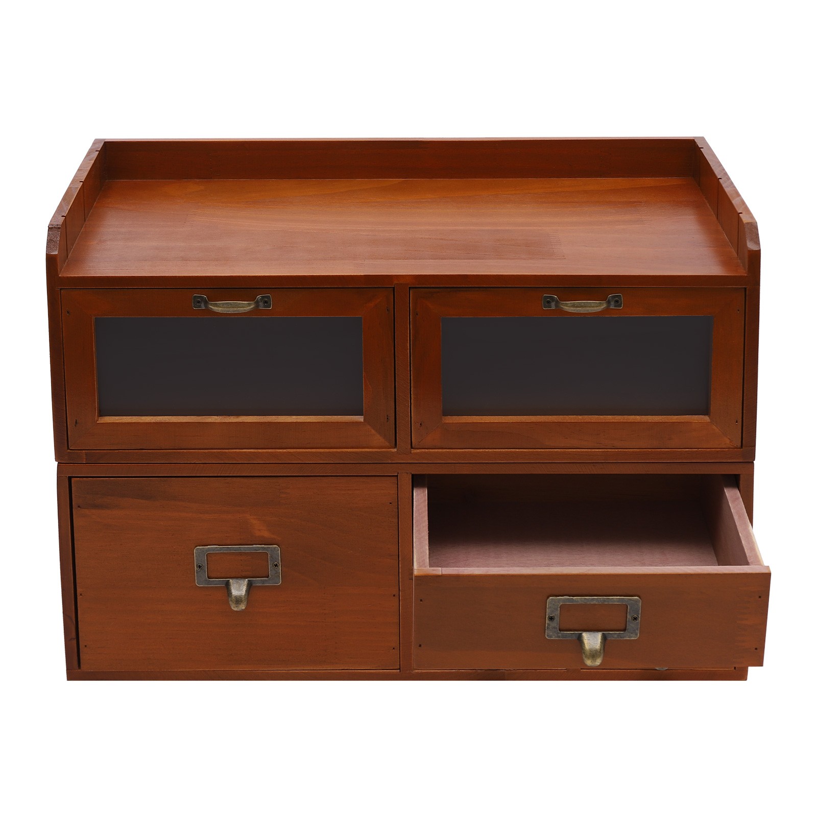 Retro Desktop 6-Drawer Organizing Cabinet, Brown Vintage Drawers For Desk