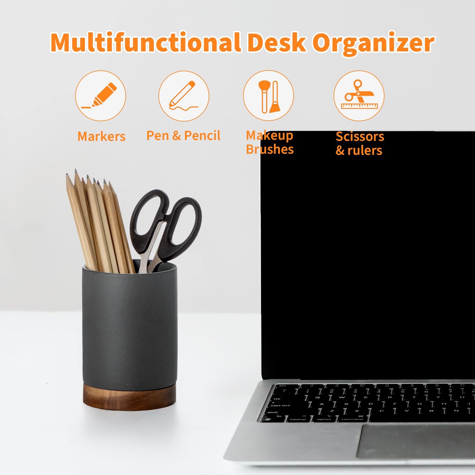 Pen Holder for Desk, Ceramic Pencil Organizer & Makeup Brush Holder, Office D…