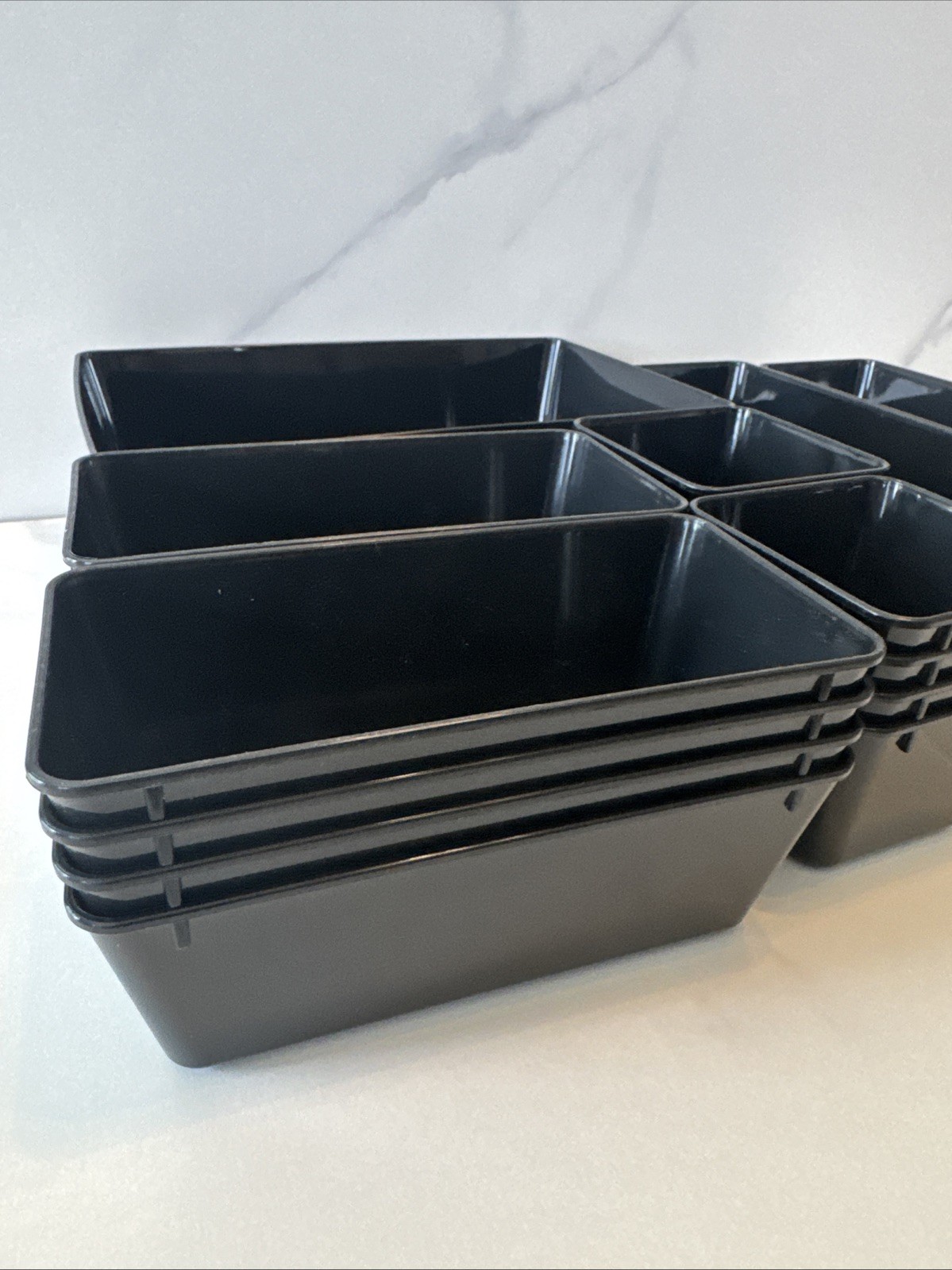 VTopMart Desk Kitchen 25 Pack Drawer Organizers 4 Different Sizes Black Plastic