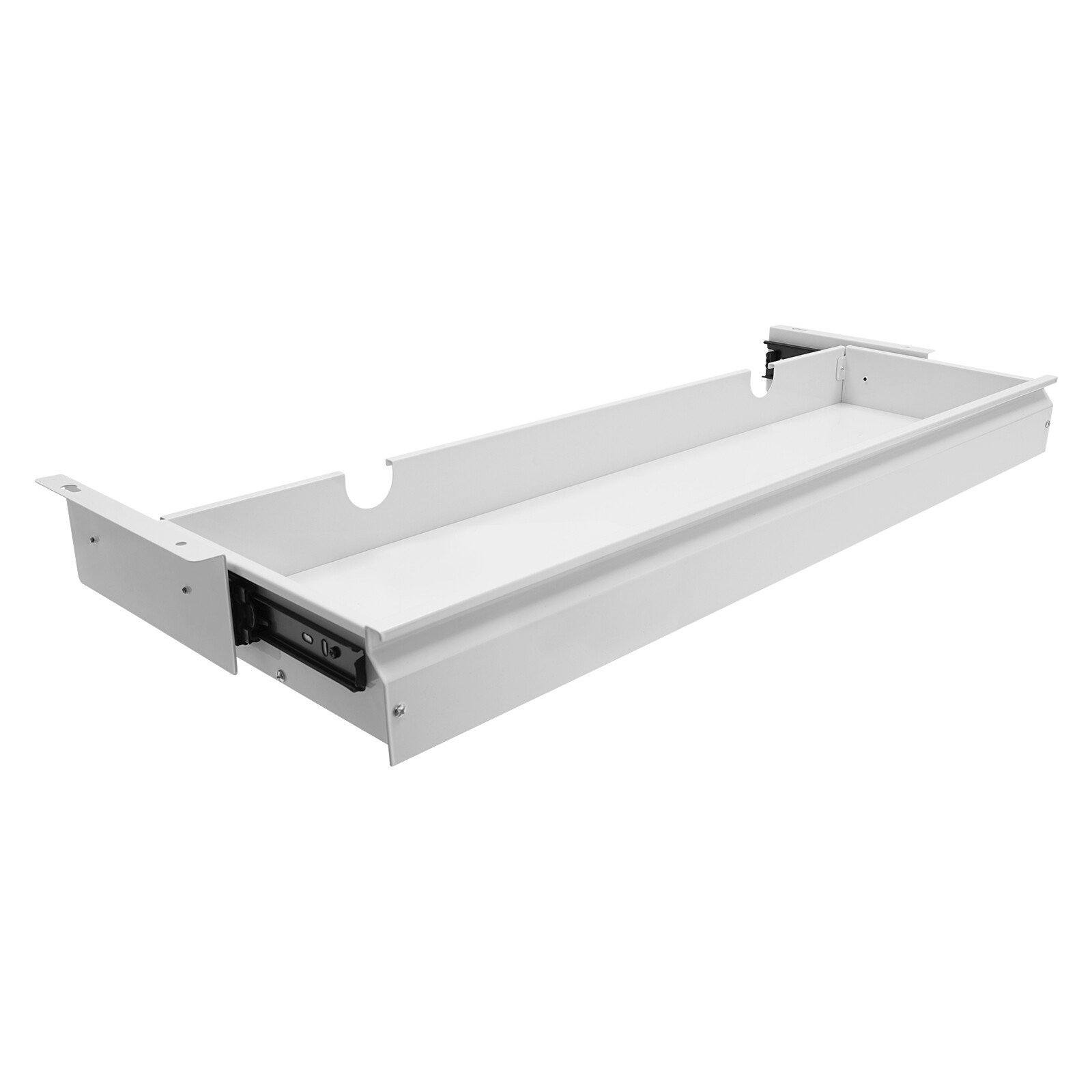 Under Desk Sliding Pull-Out Drawer White 33.3 × 9.2 In Mount For Sit-Stand Desk