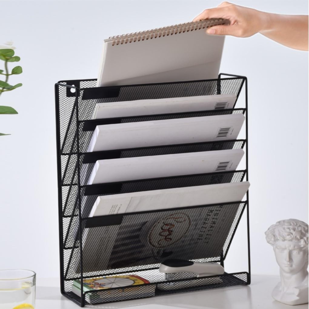 Kuntine.B 6-Tier Wall File Organizer Hanging 6 Tier & No Hangers, Black