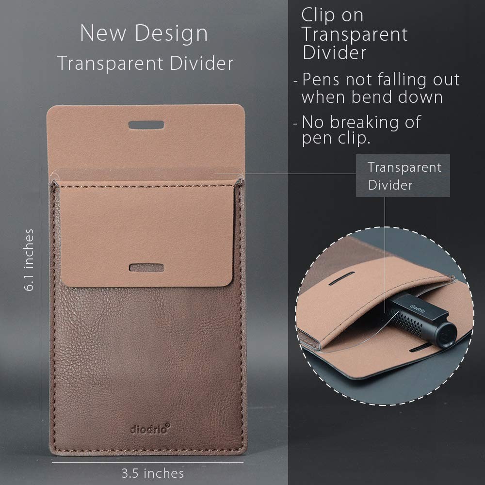 2-PACK LEATHER POCKET PROTECTOR Pen Pouch Holder Shirt Jacket Tool Organizer NEW