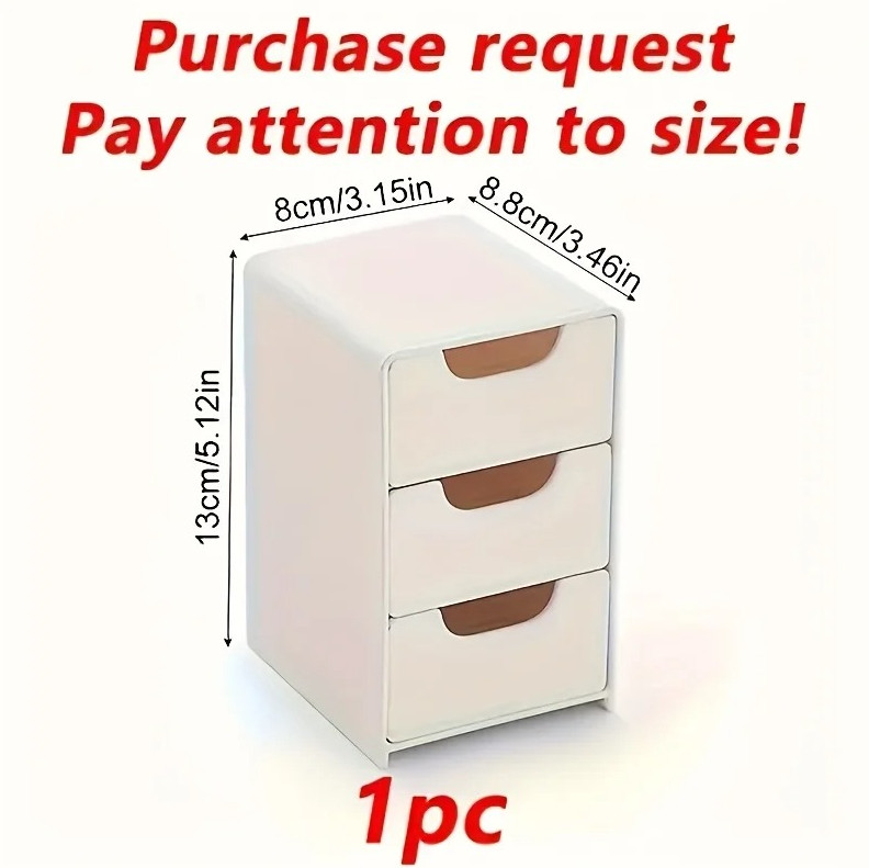 1 pc Chic 3-Tier Desk Organizer with Drawers Portable Storage for Office & Home