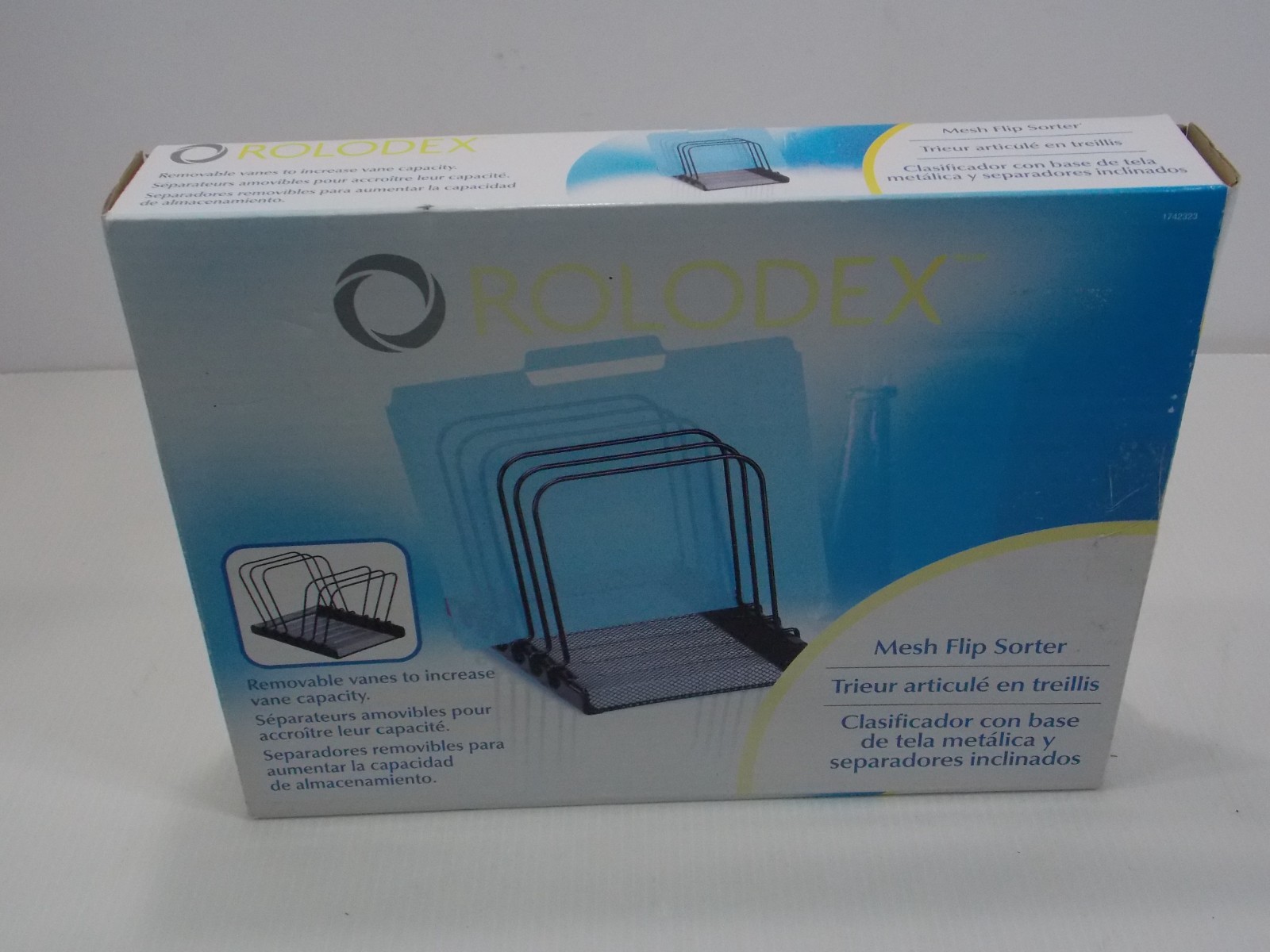 Rolodex 1742323 Mesh Flip File Folder Sorter Five Sections Black 10 1/4