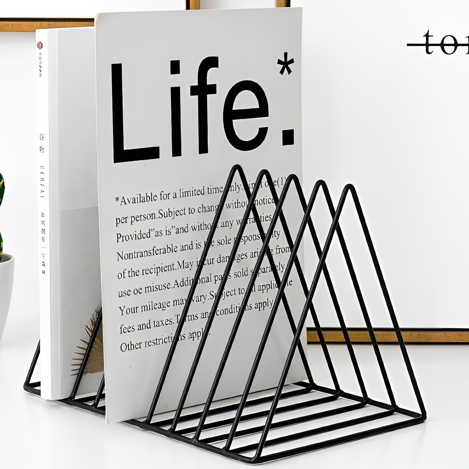 2 PCS 9 Slot Black Magazine Holder Triangle Desktop File Sorter Bookshelf
