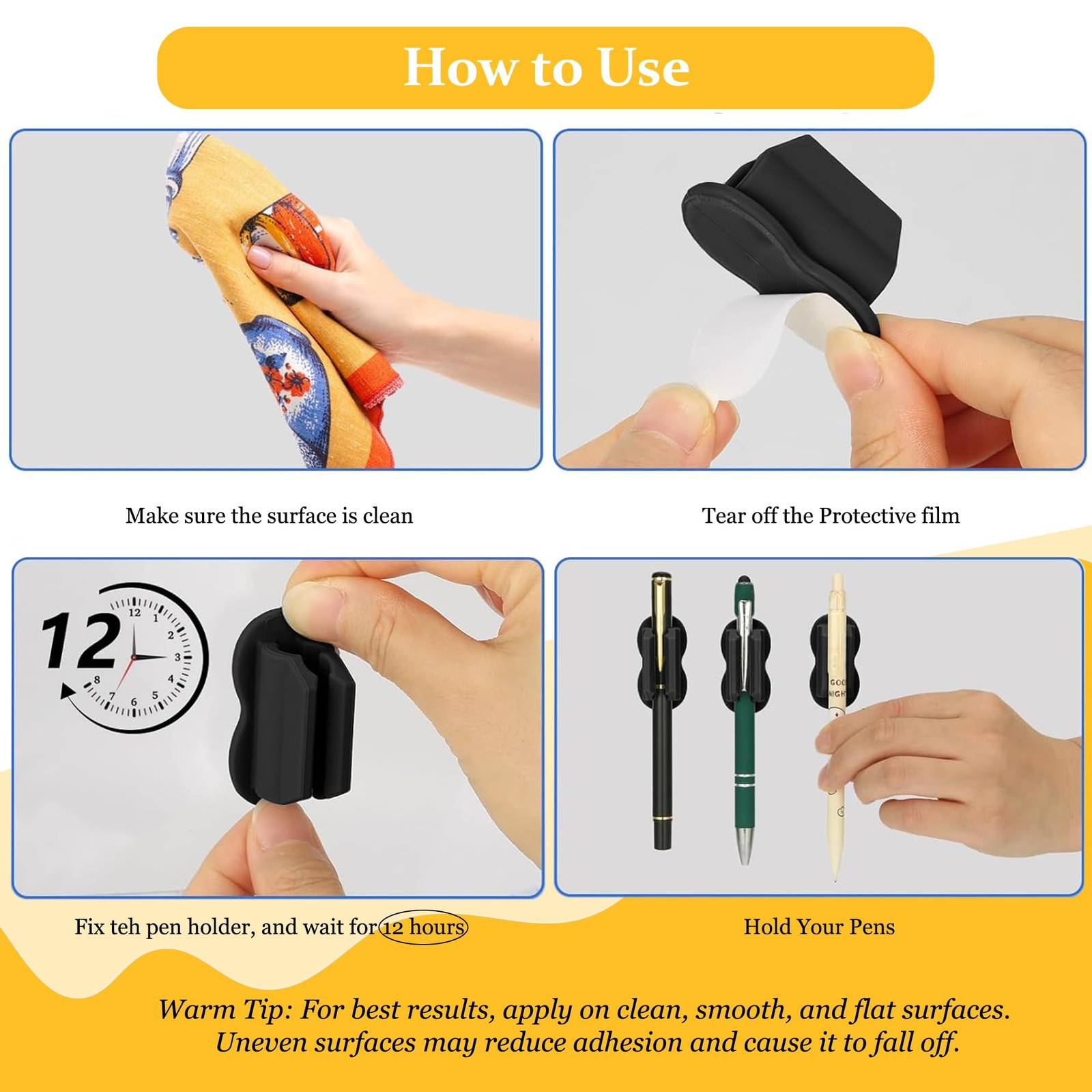 Adhesive Silicone Pen Holder 20 Pack for Desk & Wall, Flexible Pencil and Mar…