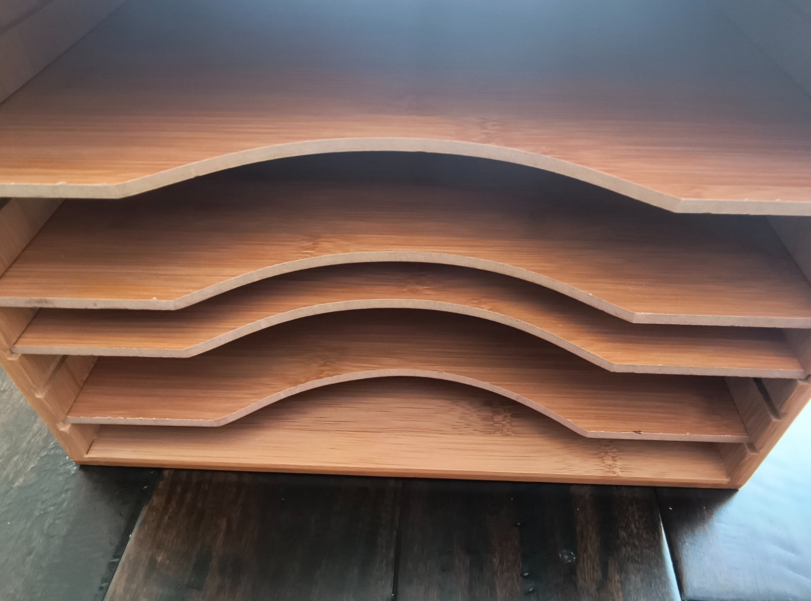 Vintage bamboo 4 tier wood file paper organizer