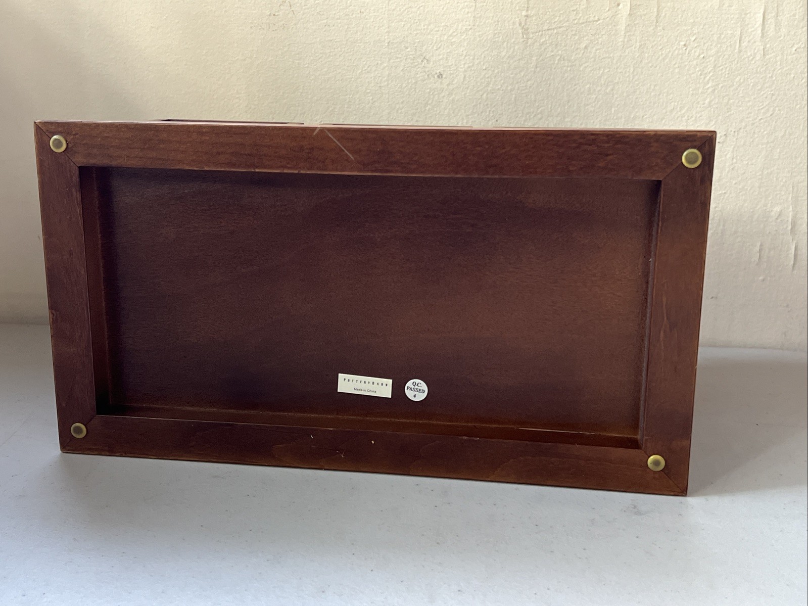 Vtg Bedford Pottery Barn Wood Desktop Organizer Mail File w/ 3 Floral Art – 13″