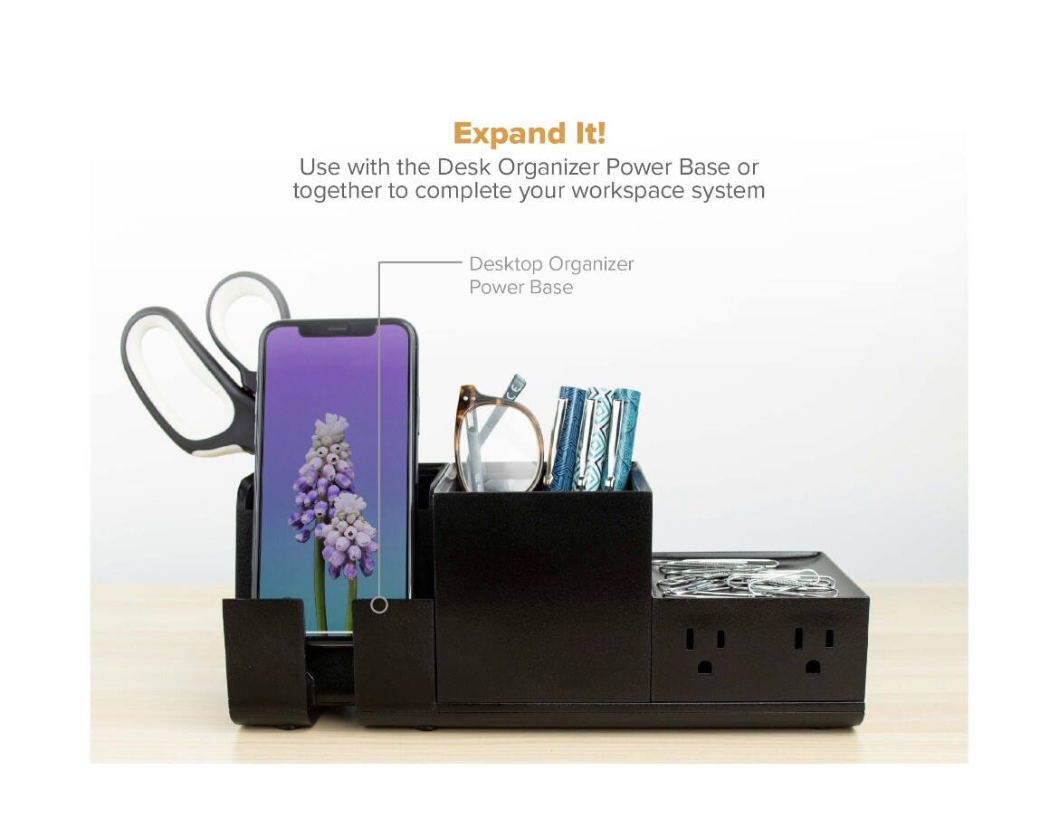 Bostitch Konnect Power Expansion Hub Desk Organizer, Pencil Cup – Black