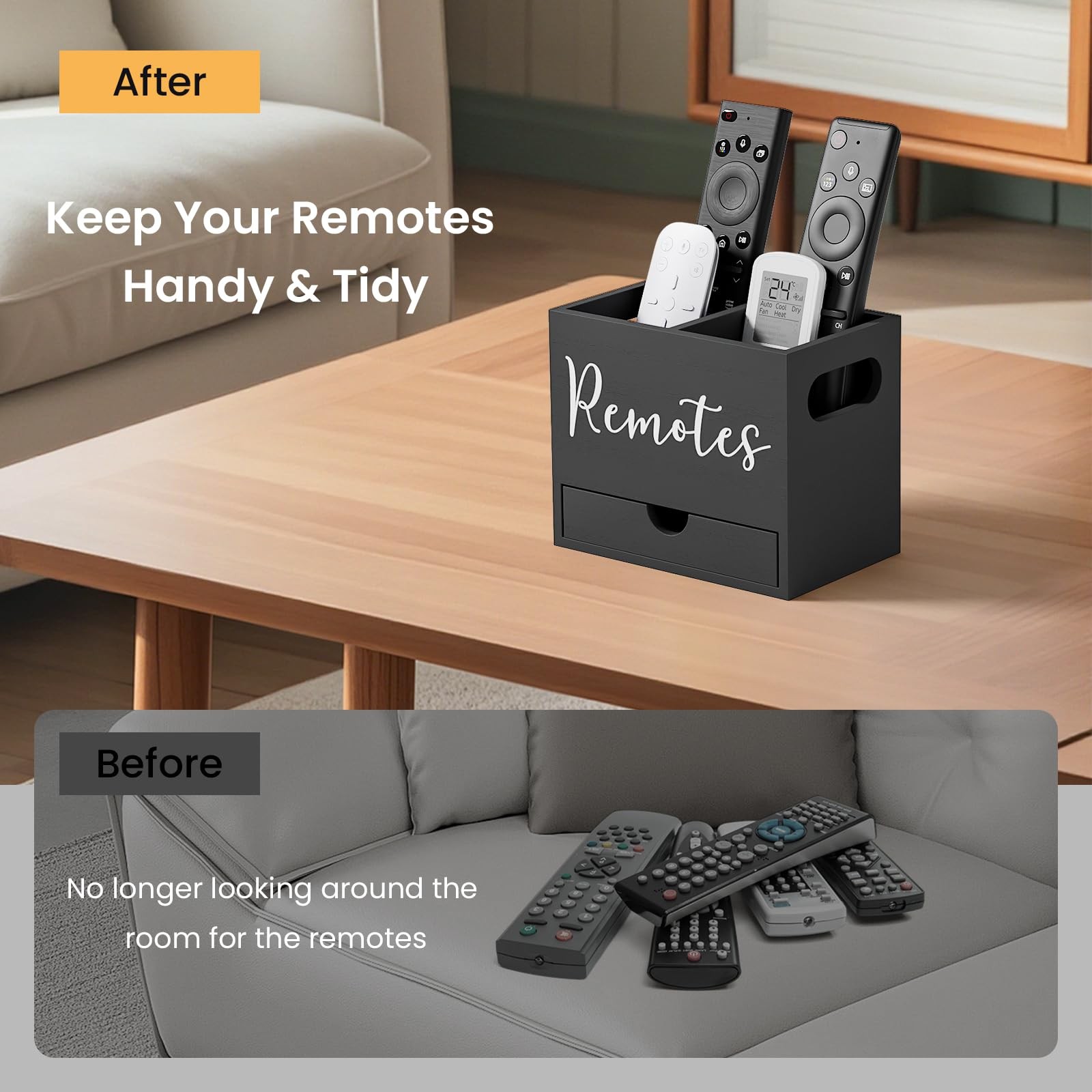 First-zgel Remote Control Holder, TV Holder with Black – 2 slot