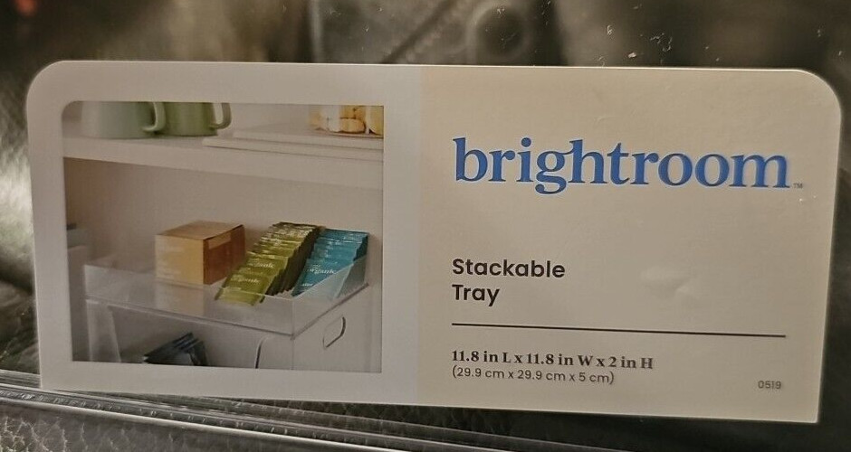 Brightroom Acrylic Stackable Paper Letter Tray Desk Organizer Clear 11.8″ X11.8″