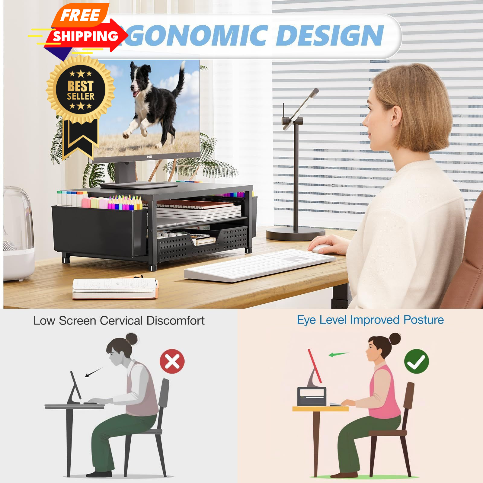 OPNICE Desk With Drawer and 2 Pen Holders, Black – Hot Seller 1-Pack