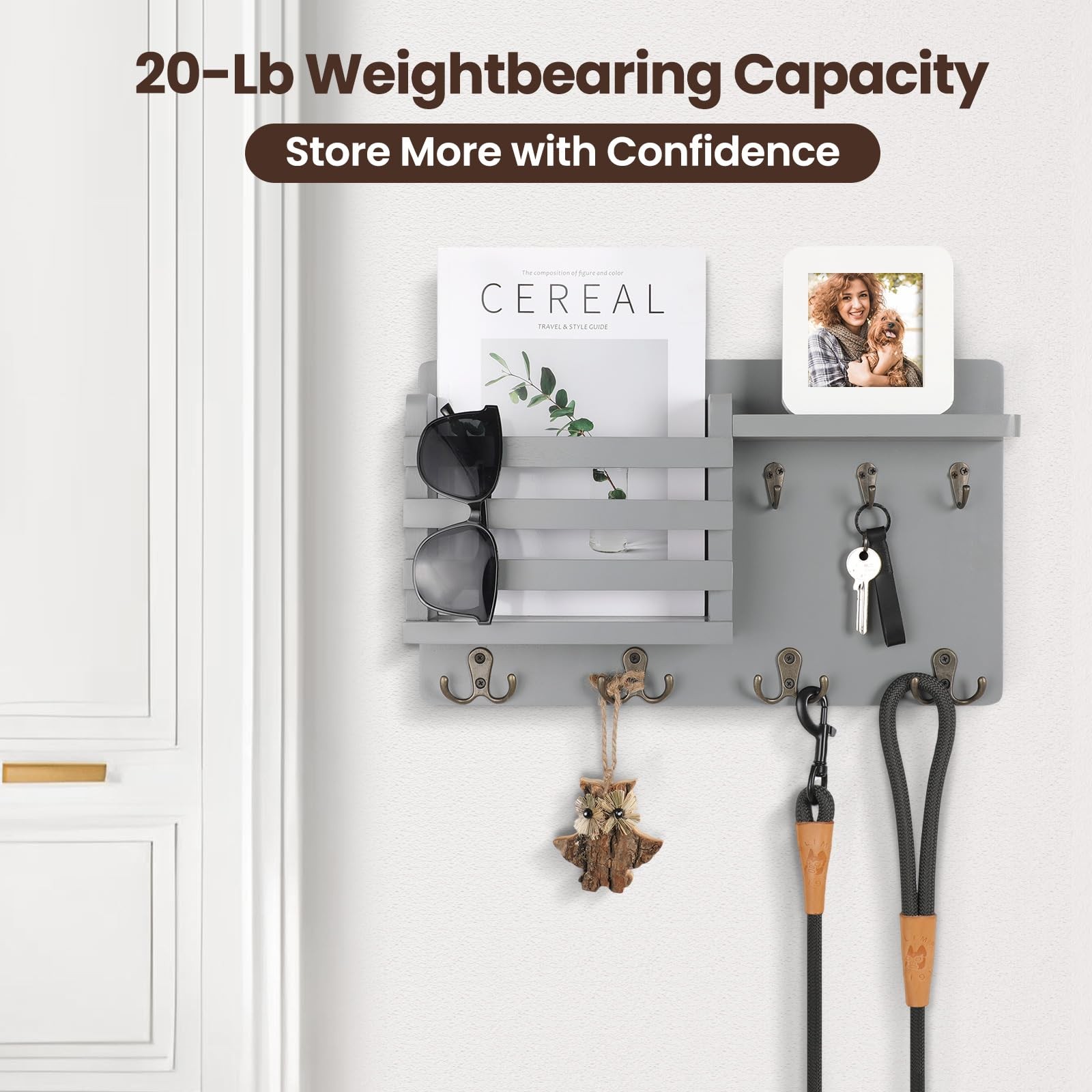Mail Holder for Wall Mail Organizer with Key Hooks Hallway Farmhouse Decor St…