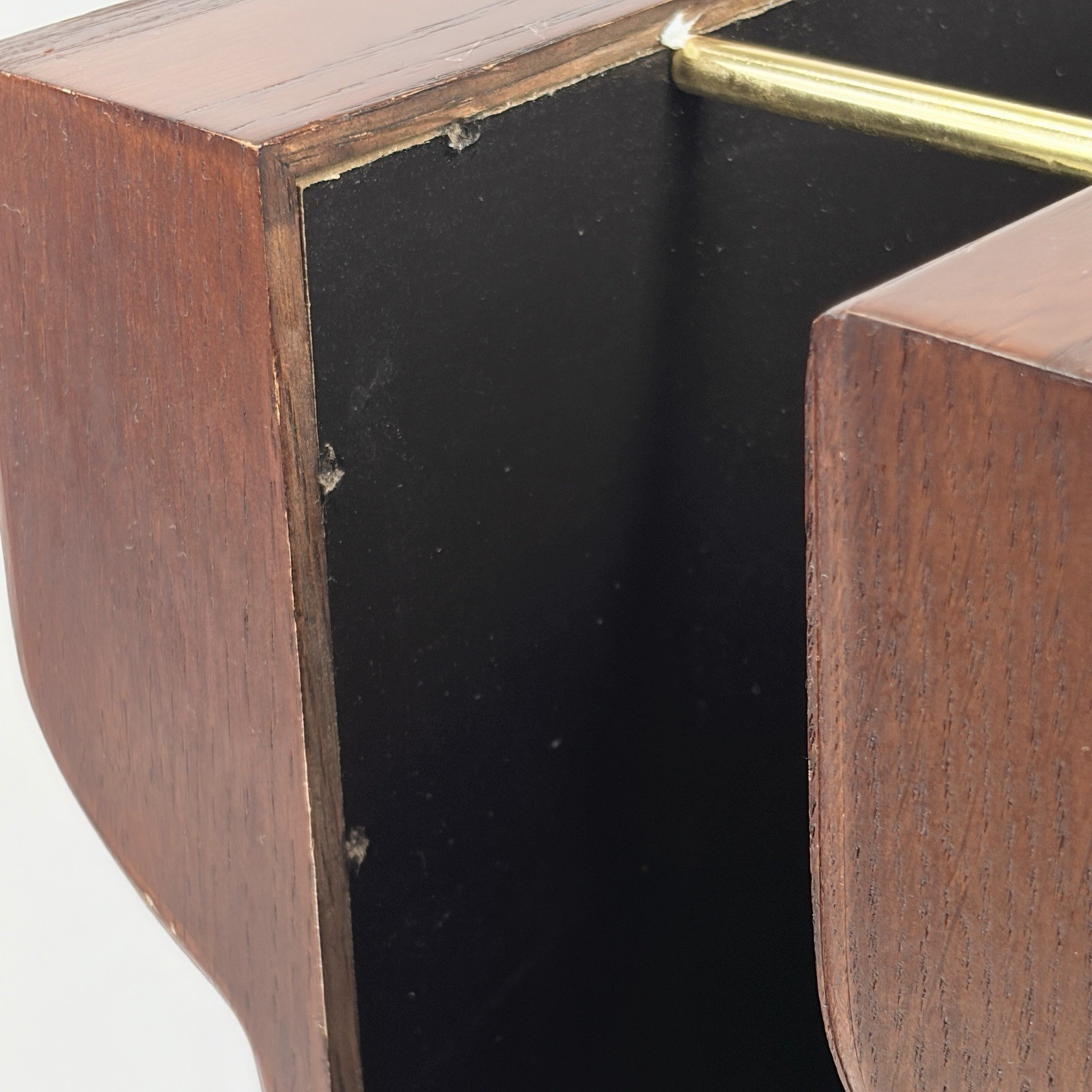 Vintage Eldon Woodline 2500 Two Tier Paper Tray Wood Desk Organizer Brass Tone