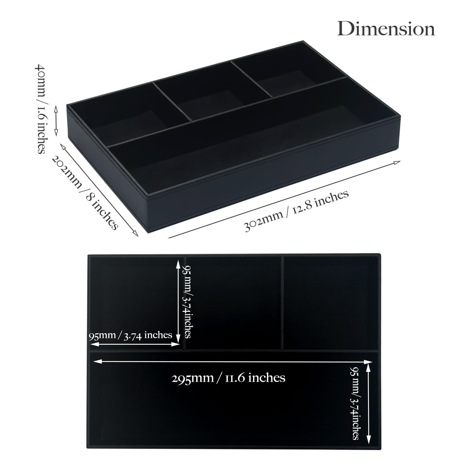 Flat 4-Slot Leather Desk Drawer Tray Stationery Sundries Gadget Organizer Sto…