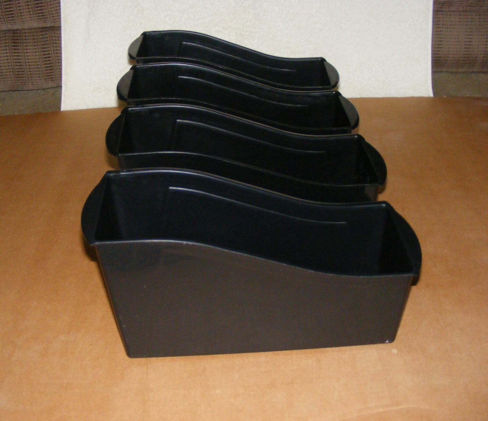 Storex Black Book Bin Lot (4) – 12-1/4L x 5-1/4W x 7H